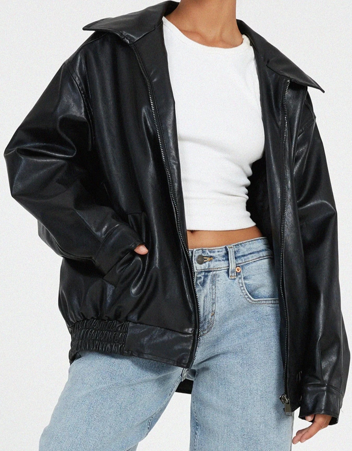 Women’s Oversized PU Jacket - Trendy Streetwear