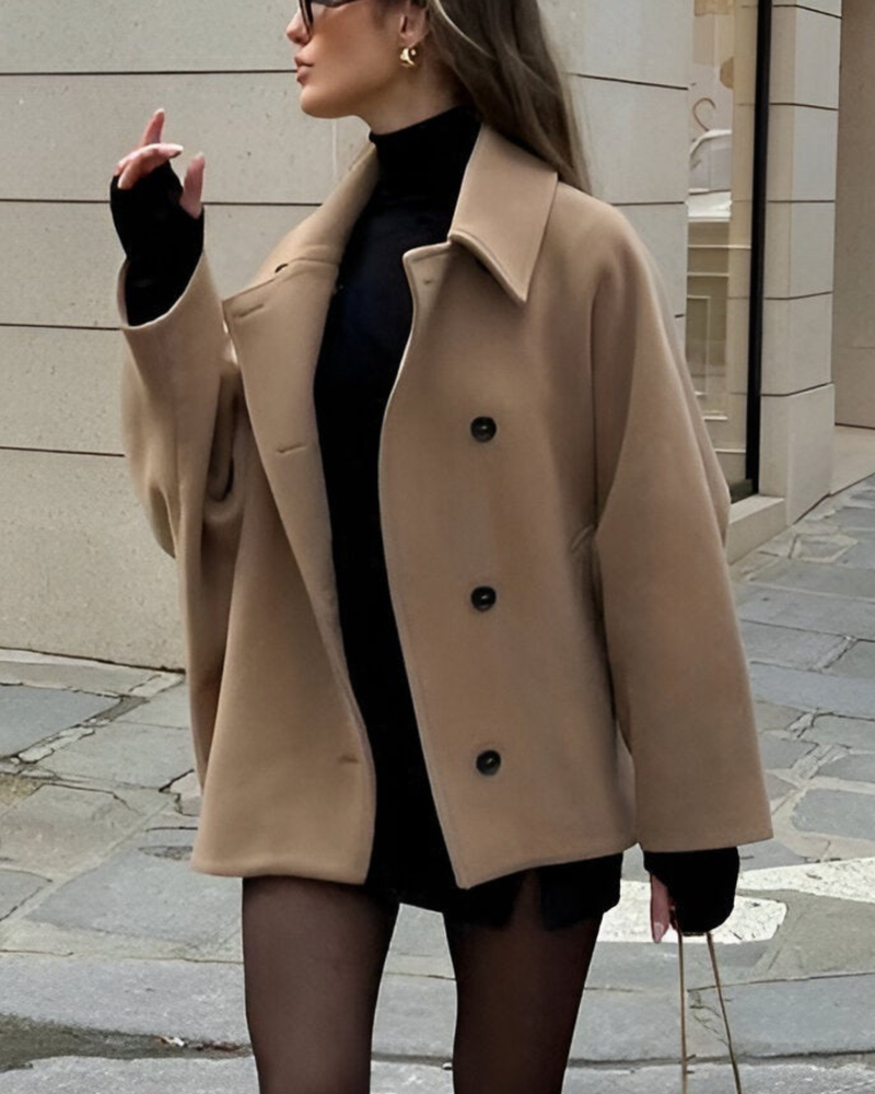 Oversized Lapel Coat - Relaxed Silhouette