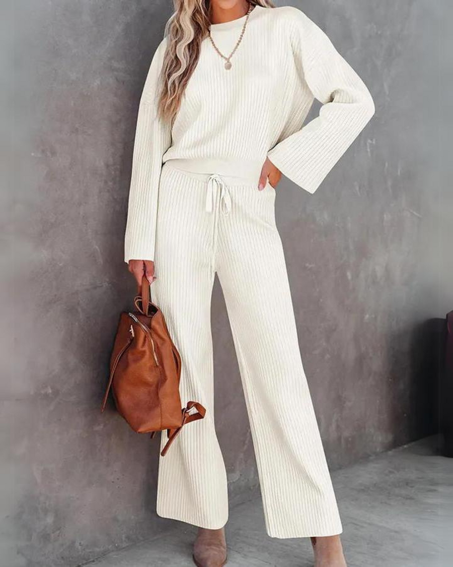 Modern Casual Lounge Set - Long Sleeve Top Pants