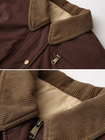 Women’s Casual Bomber Jacket - Corduroy Collar Zip-Up Outerwear