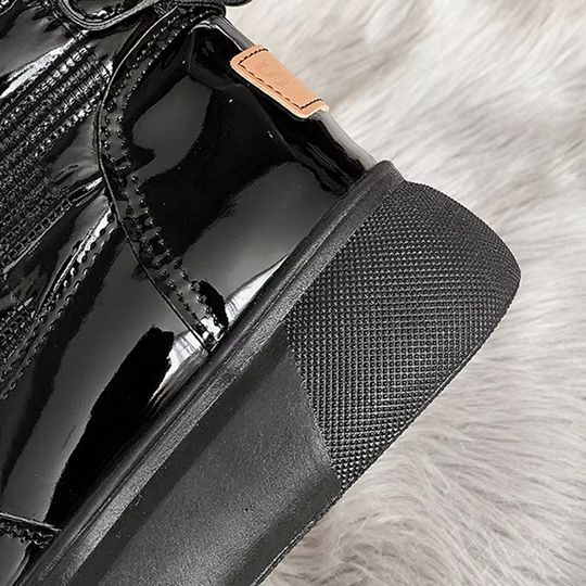 Women’s Glossy Ankle Winter Boots - Waterproof Platform Shoes