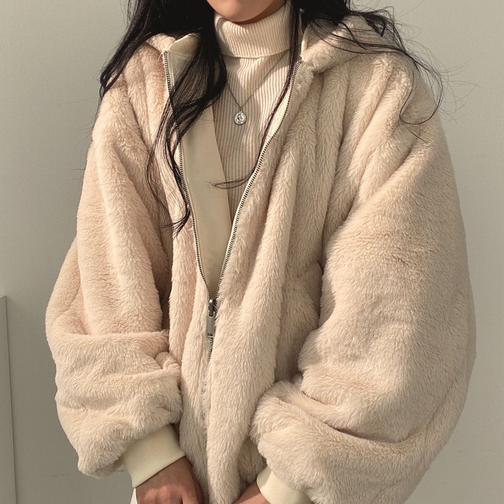 Women’s Oversized Zip-Up Jacket - Relaxed Fit Soft Lining