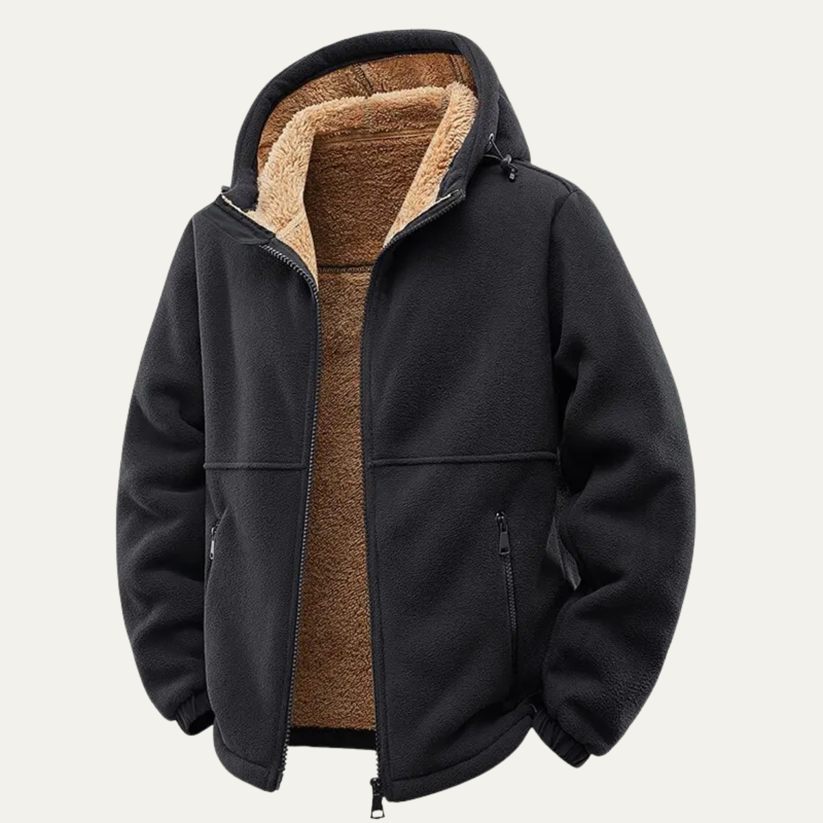 Men’s Hooded Fleece Jacket - Warm Zip-Up Winter Outerwear