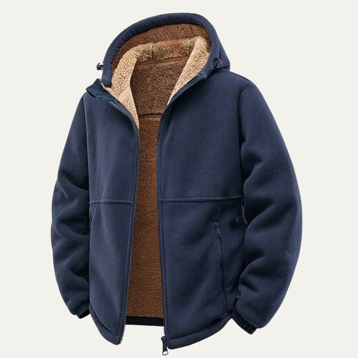 Men’s Hooded Fleece Jacket - Warm Zip-Up Winter Outerwear