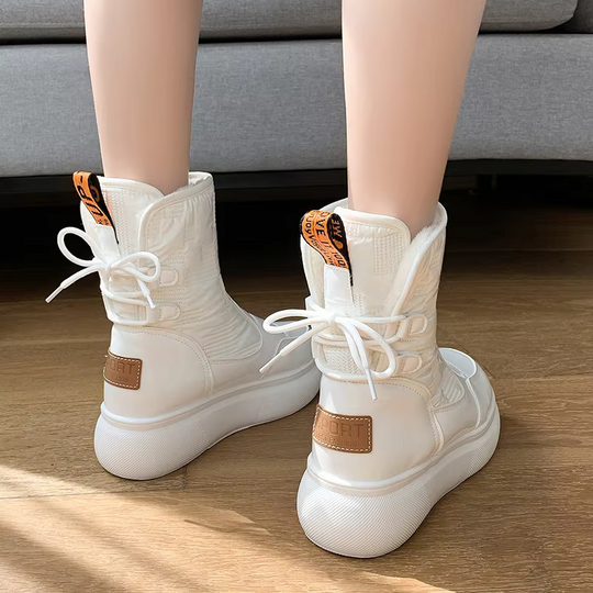 Women’s Glossy Ankle Winter Boots - Waterproof Platform Shoes