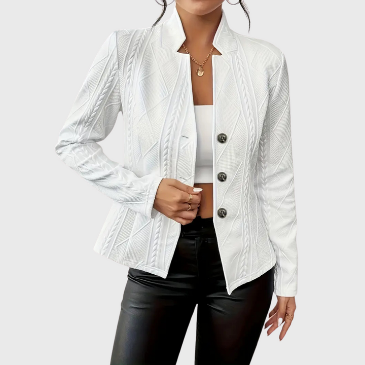 Women’s Button-Up Textured Blazer - Modern Structured Jacket