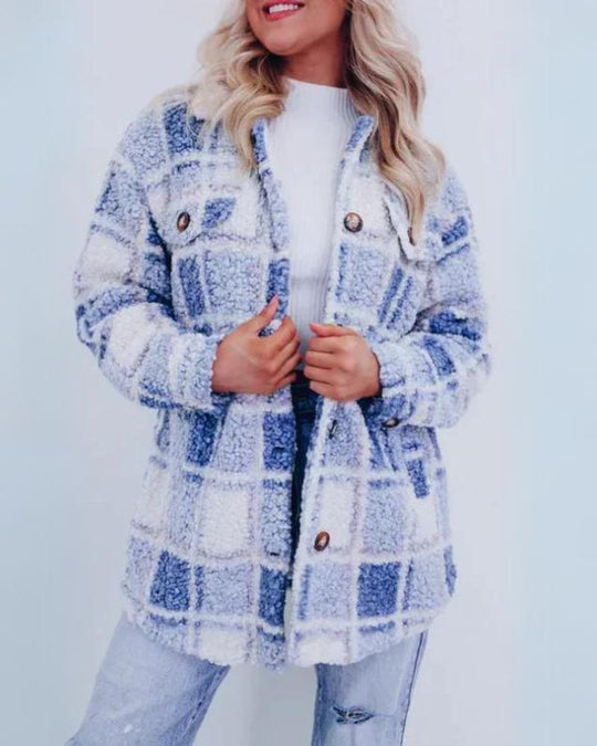 Women’s Plaid Jacket – Button Front