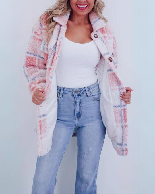 Women’s Plaid Jacket – Button Front