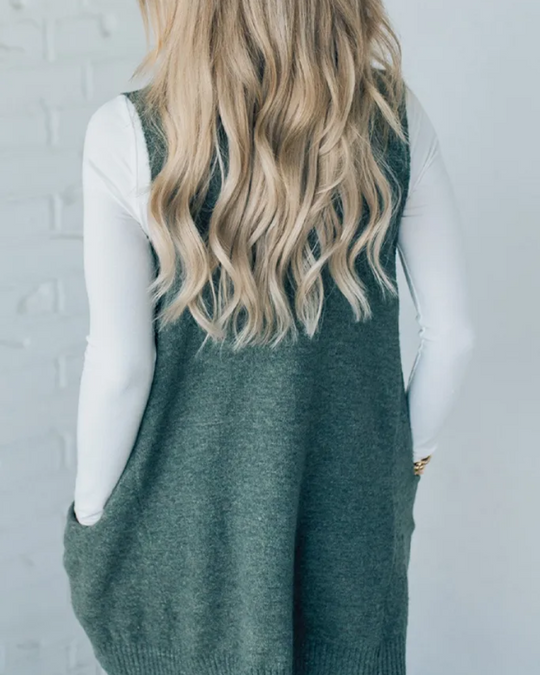Women’s Sweater Vest – V-Neck Tunic with Pockets
