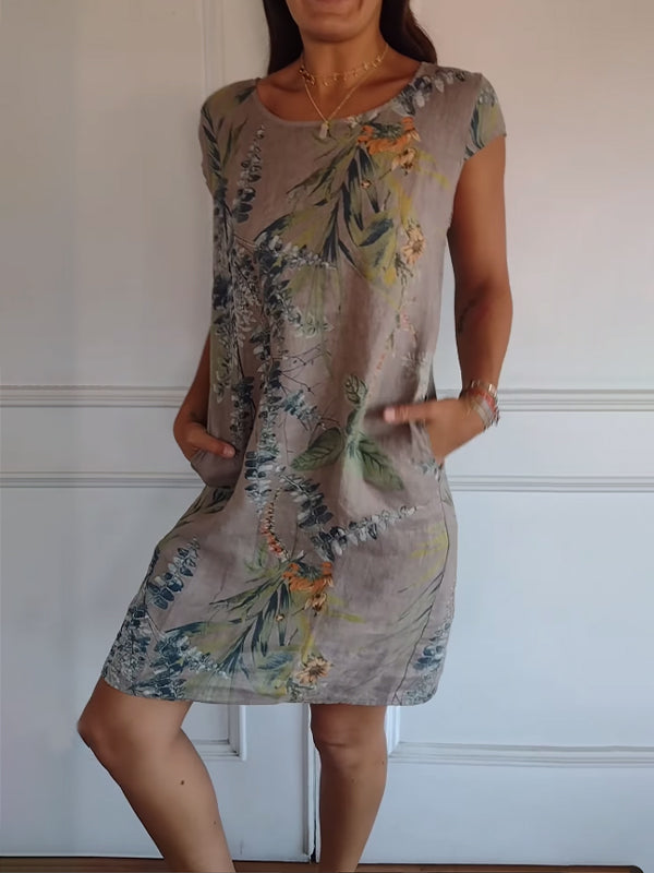 Women's Casual Leaf Print Summer Dress