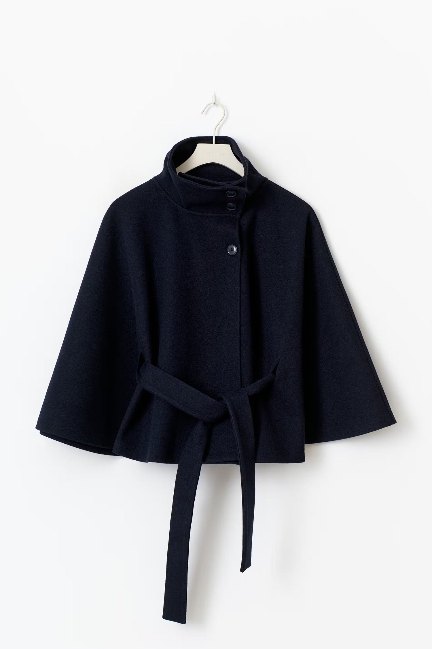 Women’s High-Neck Belted Coat - Elegant Minimalist Outerwear