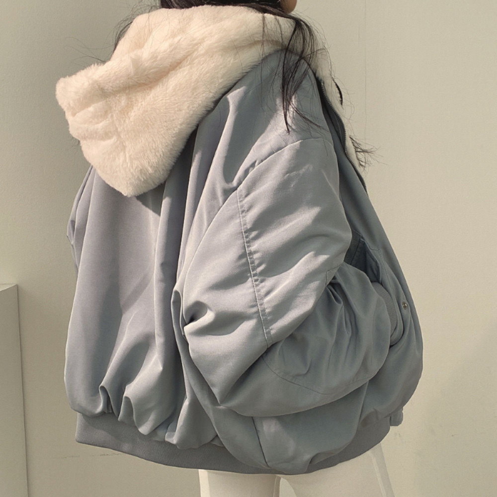 Women’s Oversized Zip-Up Jacket - Relaxed Fit Soft Lining