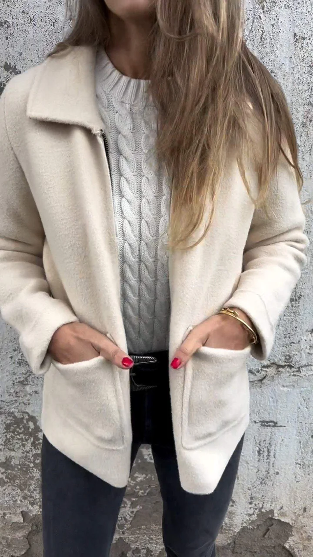 Women’s Zip-Up Short Jacket - Modern Minimalist Outerwear
