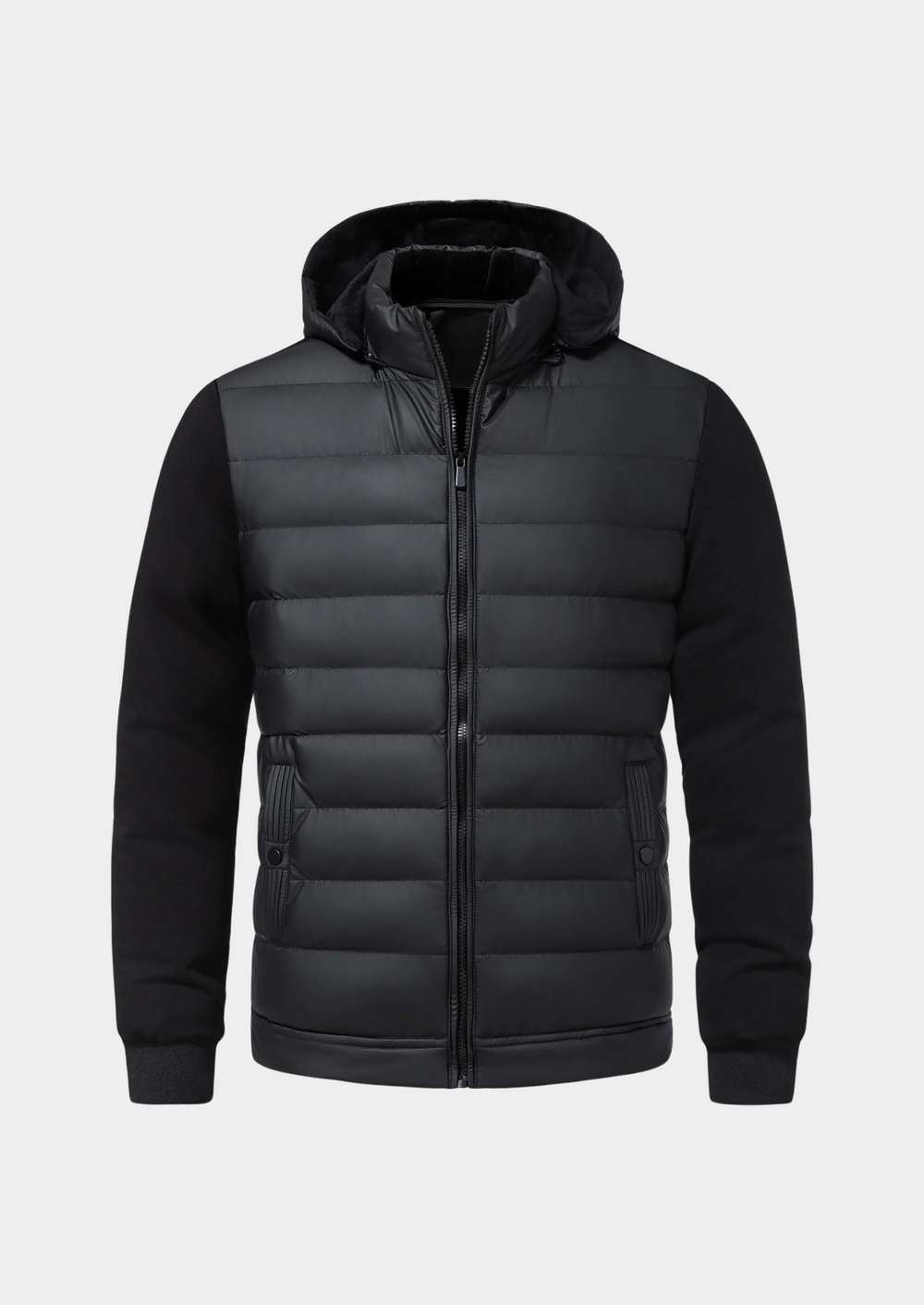 Men’s Puffer Zip Jacket - Quilted Hooded Outerwear