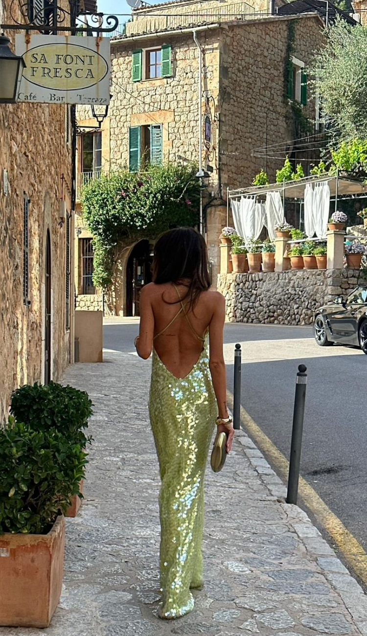 Women's Summer Square-Collar Sequin Dress