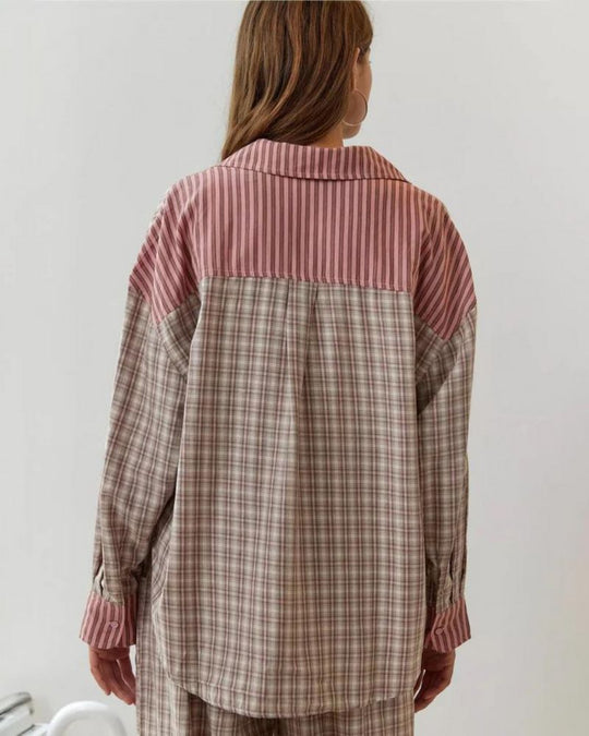 Women’s Lounge Set - Relaxed Button Shirt Drawstring Trousers