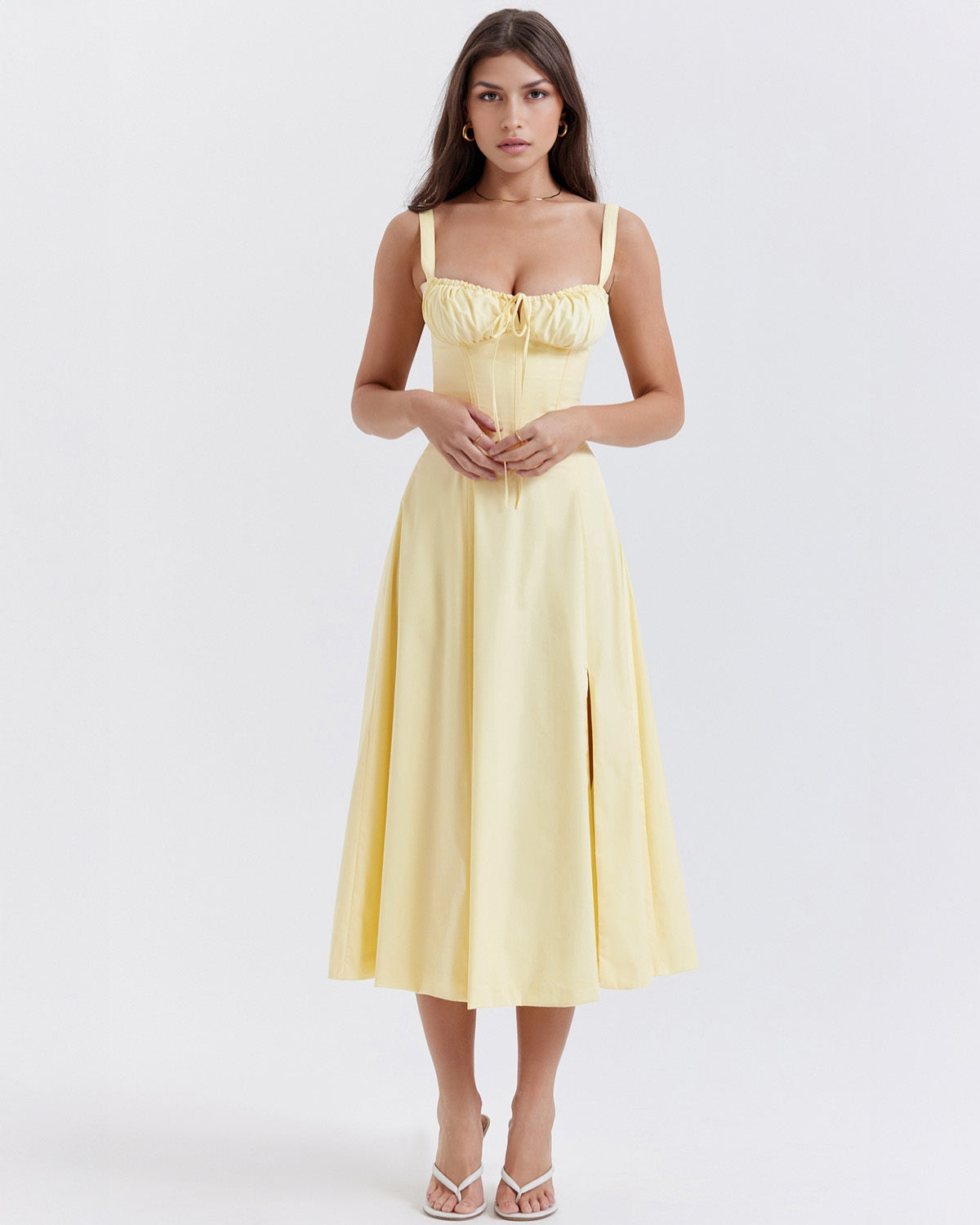 Elira – Corset Tie-Back Midi Dress
