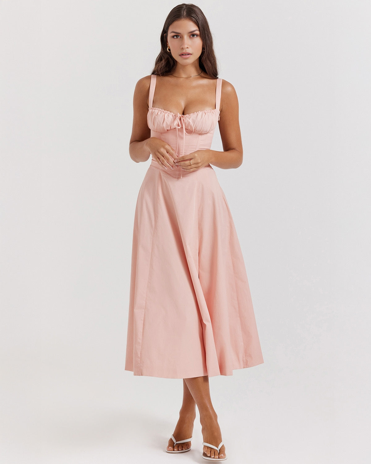 Elira – Corset Tie-Back Midi Dress