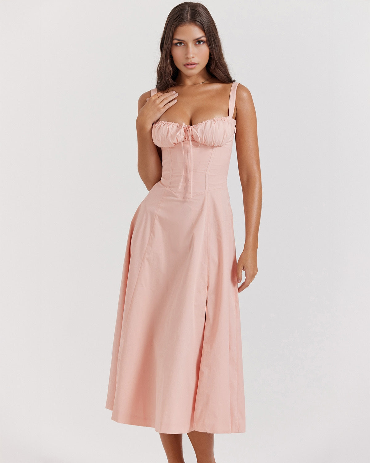 Elira – Corset Tie-Back Midi Dress