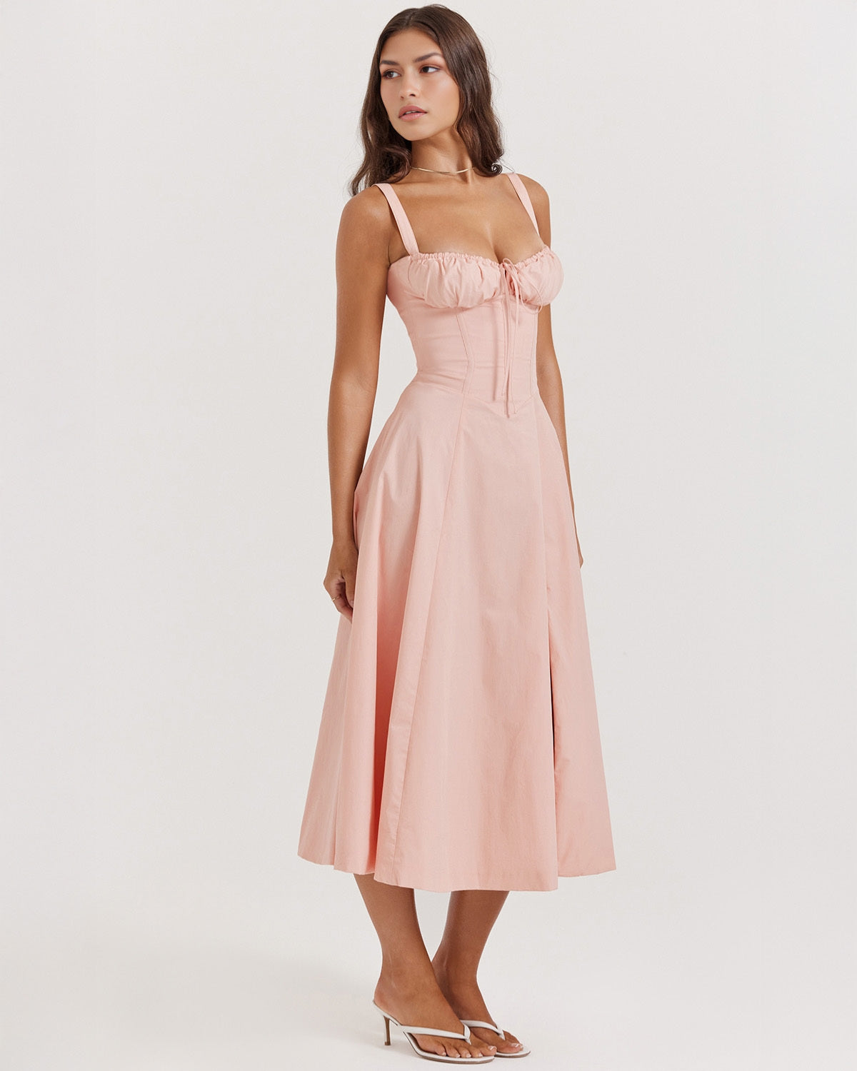 Elira – Corset Tie-Back Midi Dress