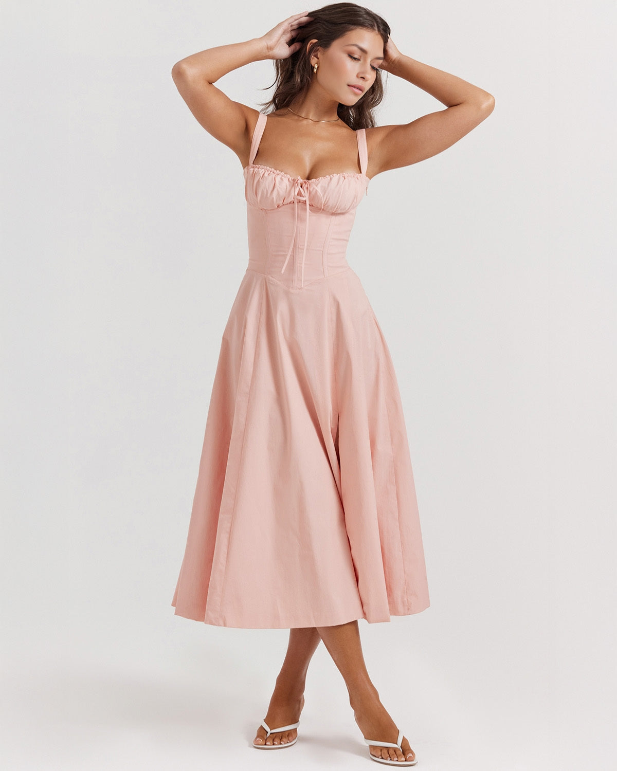 Elira – Corset Tie-Back Midi Dress