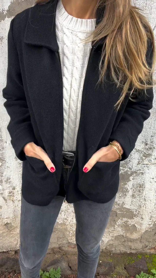 Women’s Zip-Up Short Jacket - Modern Minimalist Outerwear