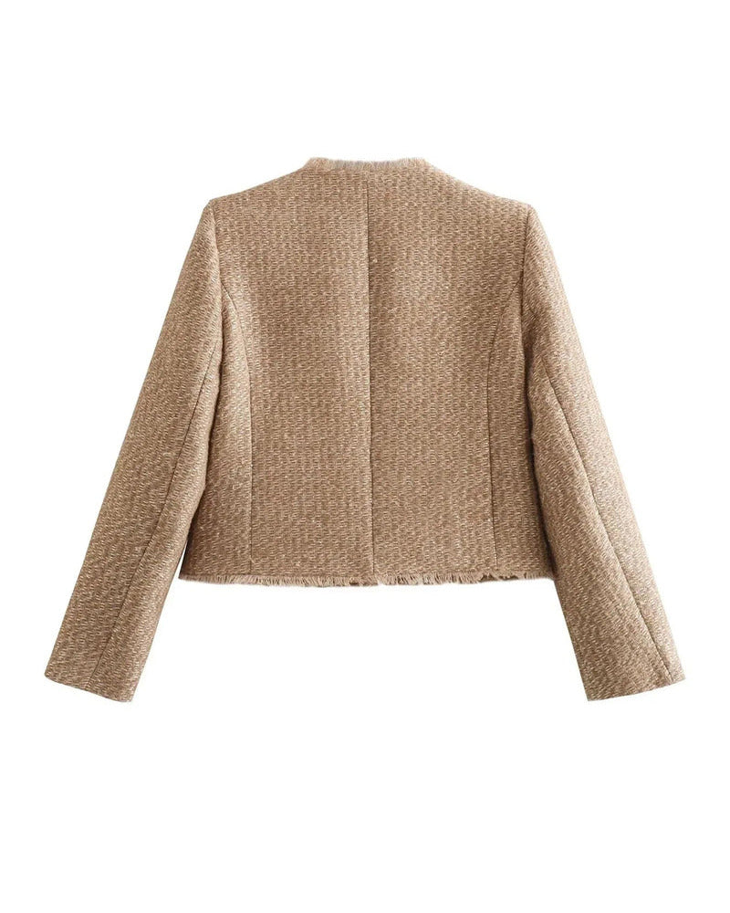Tailored Cropped Jacket - Gold Button Blazer