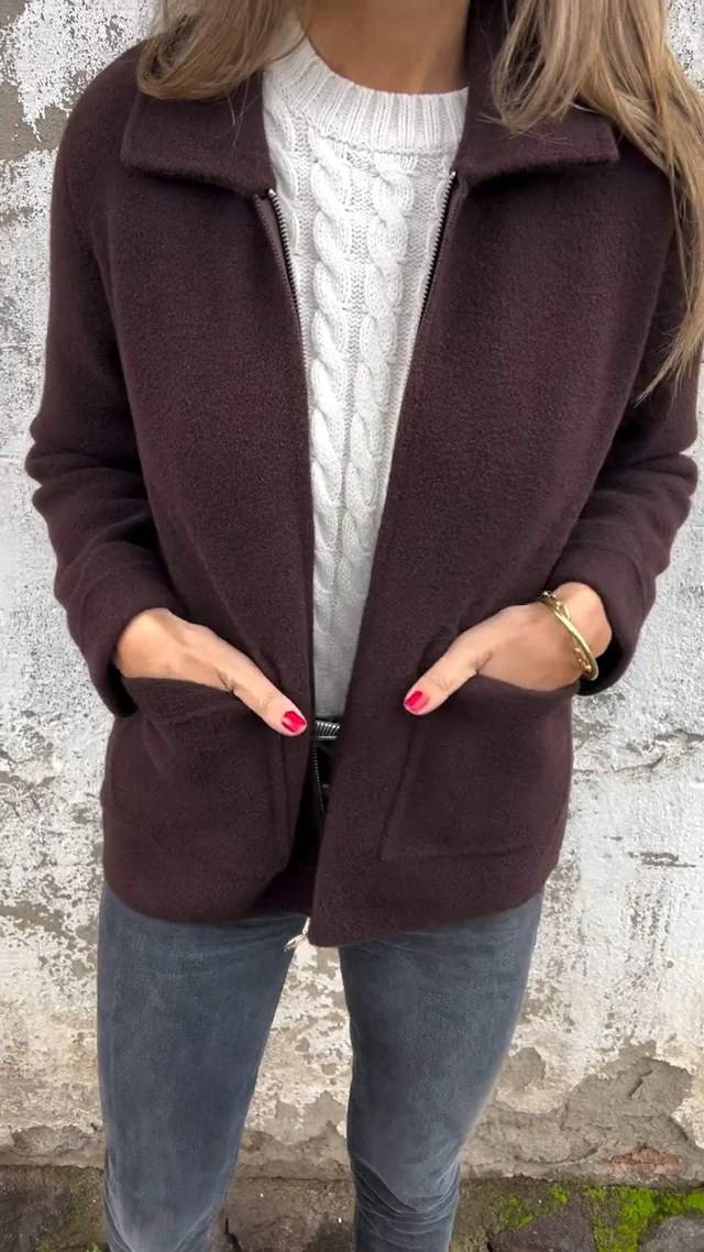 Women’s Zip-Up Short Jacket - Modern Minimalist Outerwear
