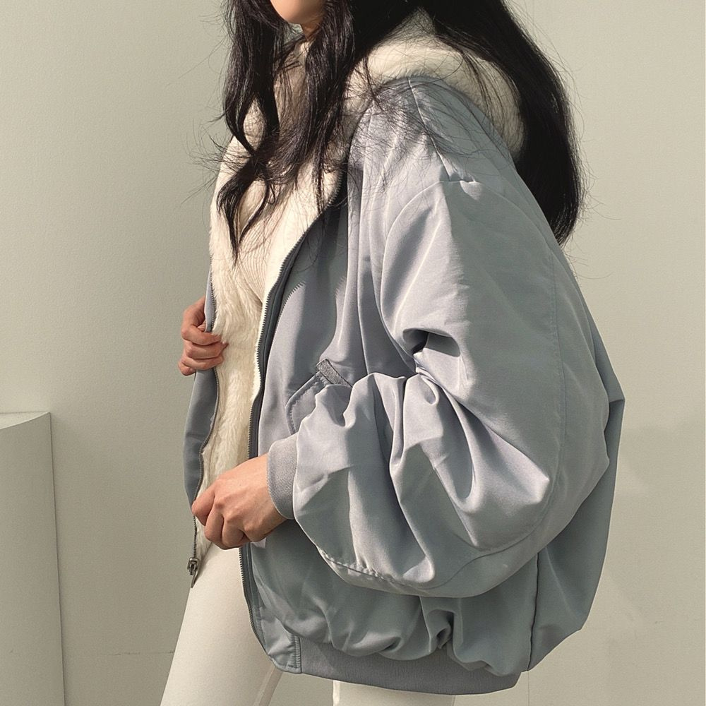 Women’s Oversized Zip-Up Jacket - Relaxed Fit Soft Lining