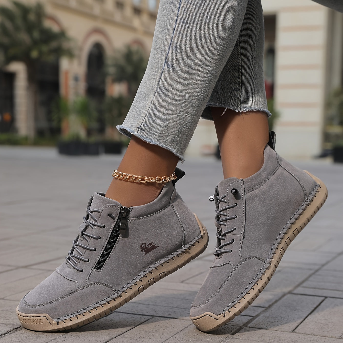 Women's Spring Zip-Up Walking Sneakers