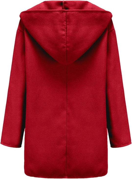 Women’s Minimalist Hooded Coat - Single-Breasted Winter Outerwear