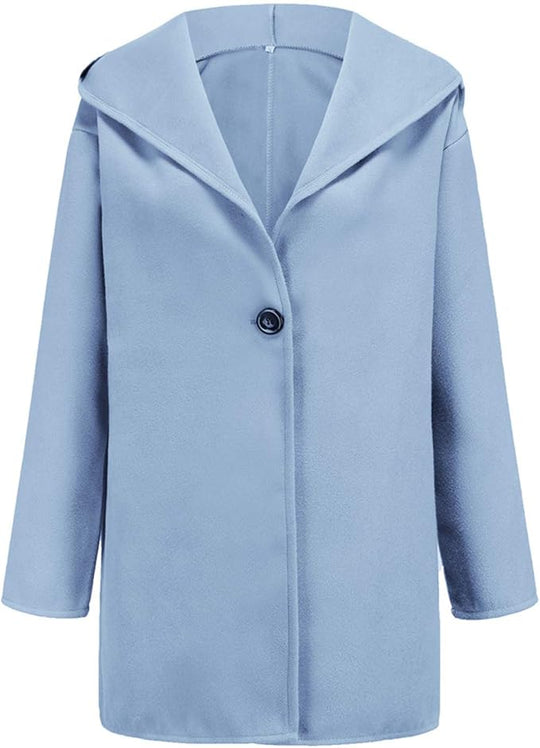 Women’s Minimalist Hooded Coat - Single-Breasted Winter Outerwear