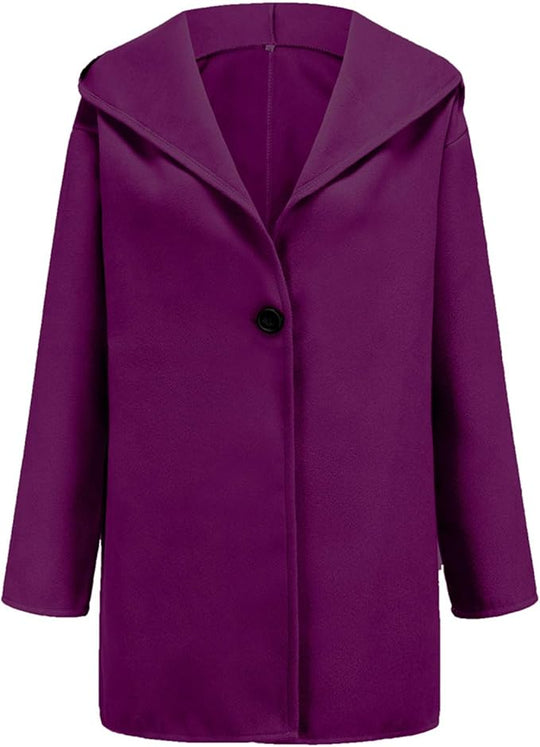 Women’s Minimalist Hooded Coat - Single-Breasted Winter Outerwear