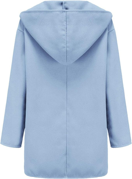 Women’s Minimalist Hooded Coat - Single-Breasted Winter Outerwear