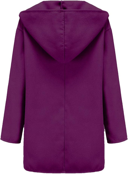 Women’s Minimalist Hooded Coat - Single-Breasted Winter Outerwear