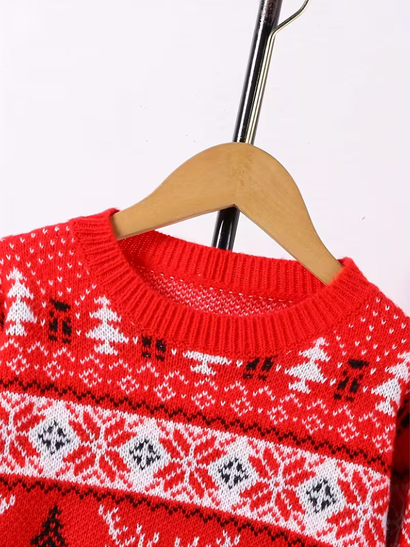 Men’s Reindeer Pattern Christmas Sweater - Classic Festive Knit Jumper