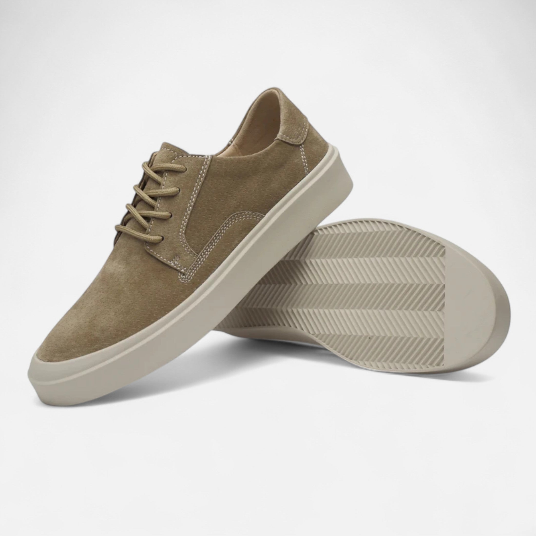 Men’s Suede Texture Casual Sneakers - Lace-Up Low Top Flat Sole Shoes