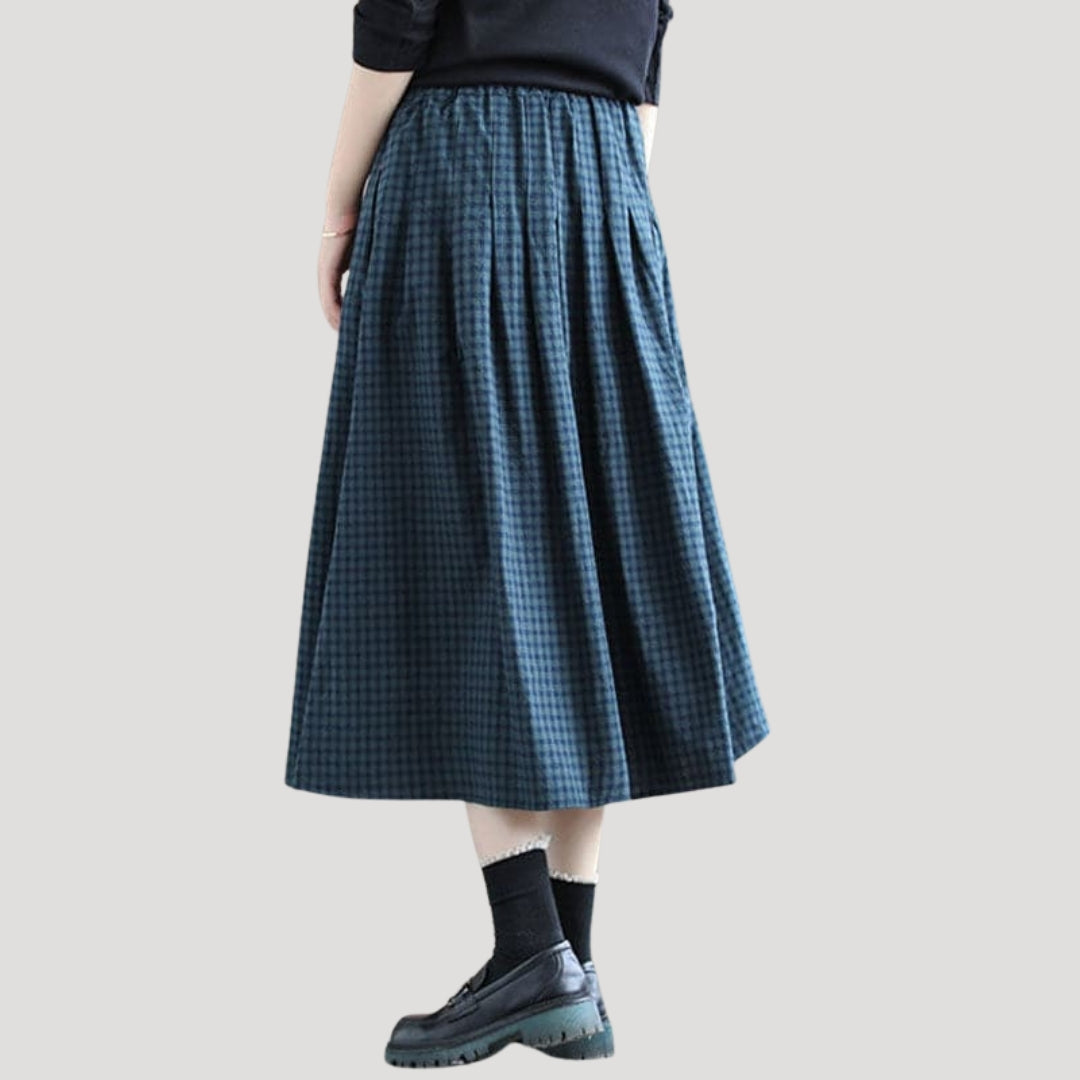 Women's Lightweight Checkered Maxi Skirt for Spring
