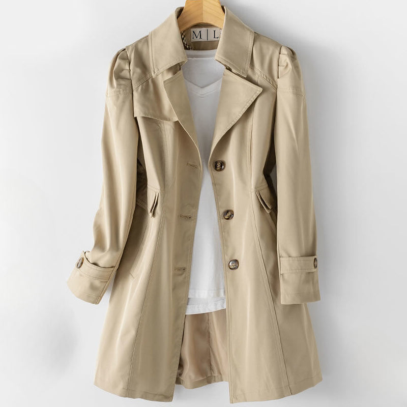 Women’s Classic Button Trench Coat - Mid-Length Overcoat