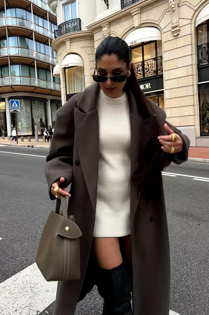 Women’s Winter Coat - Longline Double-Breasted Overcoat
