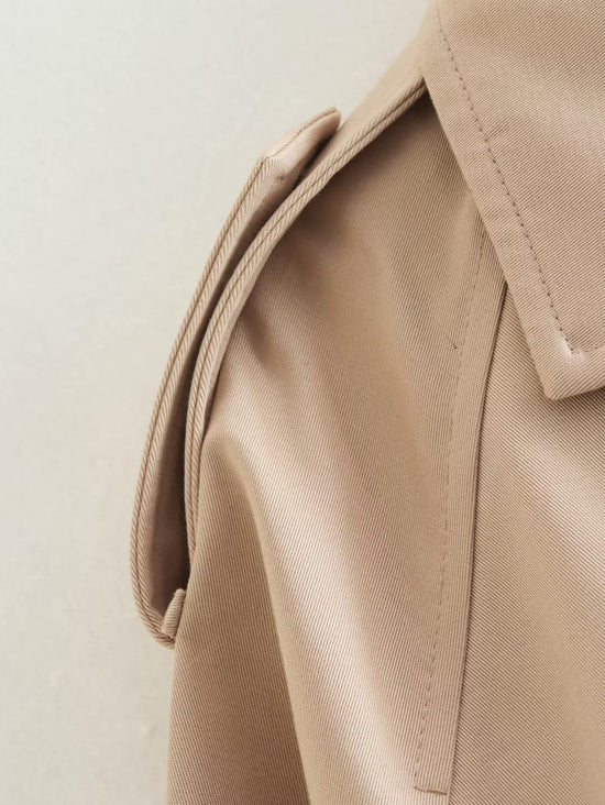 Cropped Double-Breasted Jacket with Belt Detail