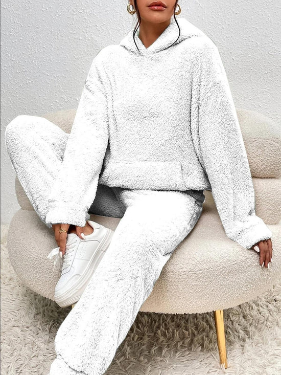 Women’s Cozy Loungewear Set - Hooded Top Relaxed Pants