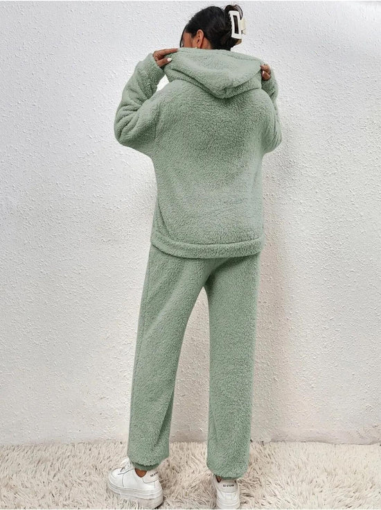 Women’s Cozy Loungewear Set - Hooded Top Relaxed Pants