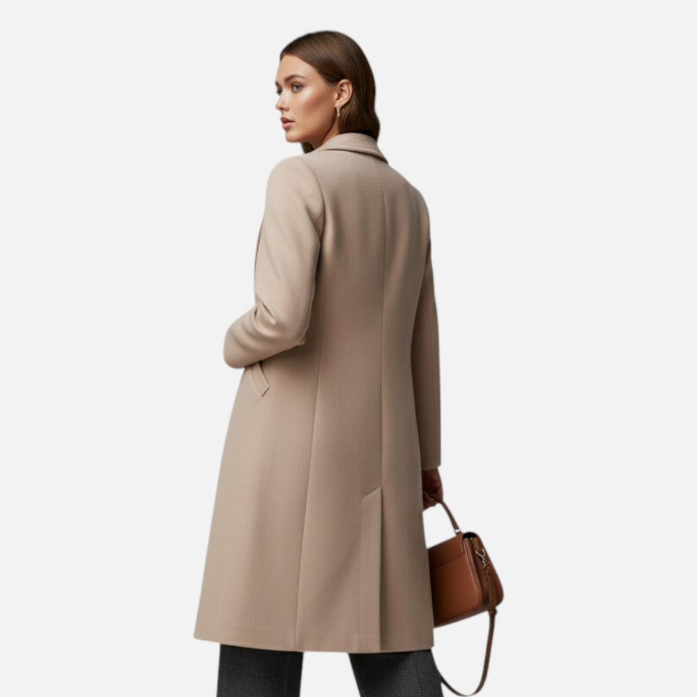 Women’s Tailored Long Coat - Classic Single-Breasted Overcoat