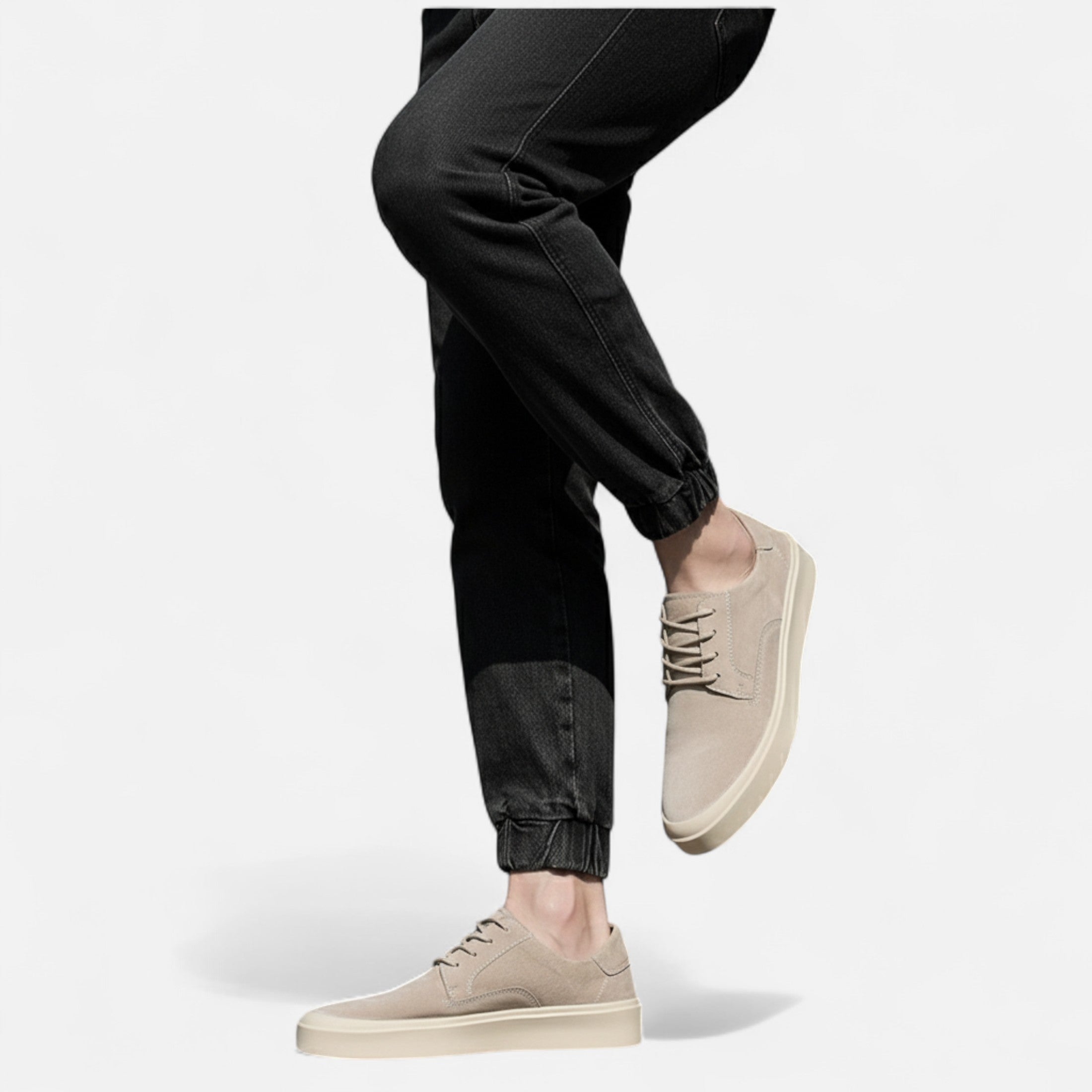 Men’s Suede Texture Casual Sneakers - Lace-Up Low Top Flat Sole Shoes