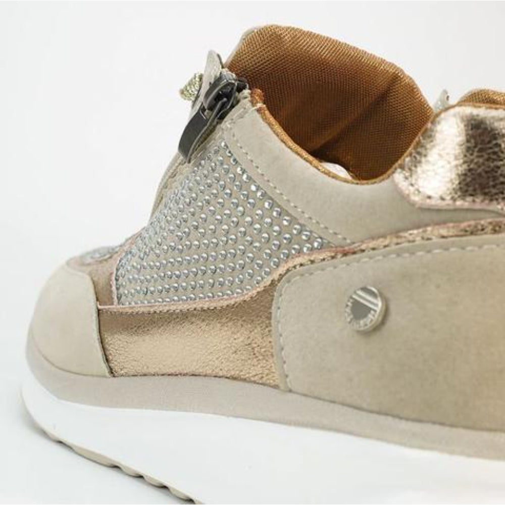 Women’s Rhinestone Zip-Up Platform Sneakers - Lace-Up Trainers