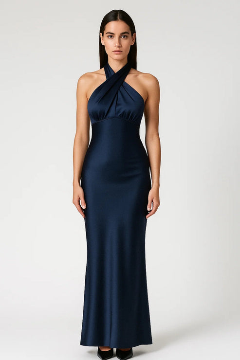 Women’s Halter Neck Maxi Dress - Elegant Evening Gown