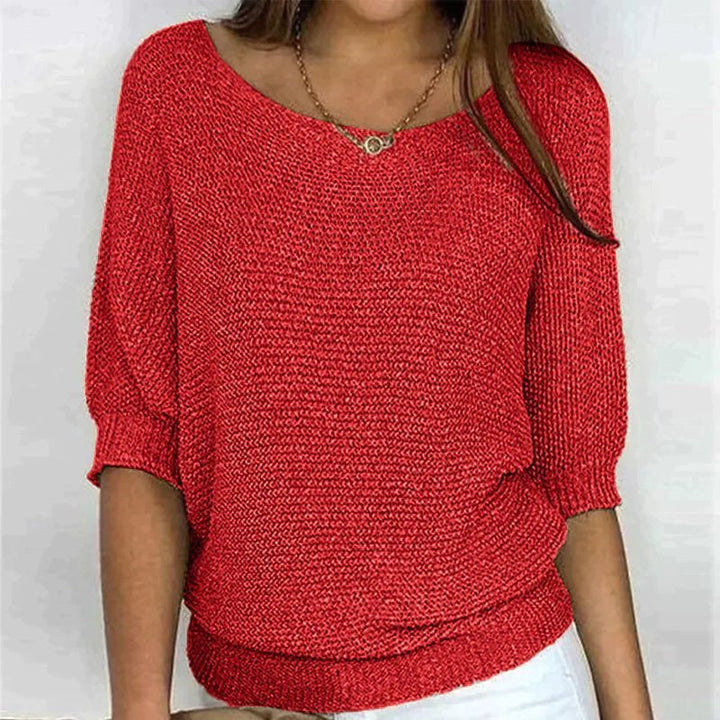 Women’s Relaxed Knit Batwing Sweater - Casual Everyday Pullover