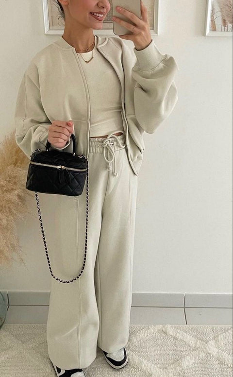 Women’s Oversized Zip-Up Lounge Set - Relaxed Two-Piece Tracksuit