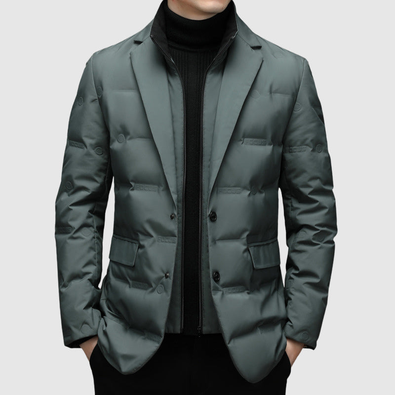 Men’s Padded Blazer Jacket - Quilted Winter Outerwear